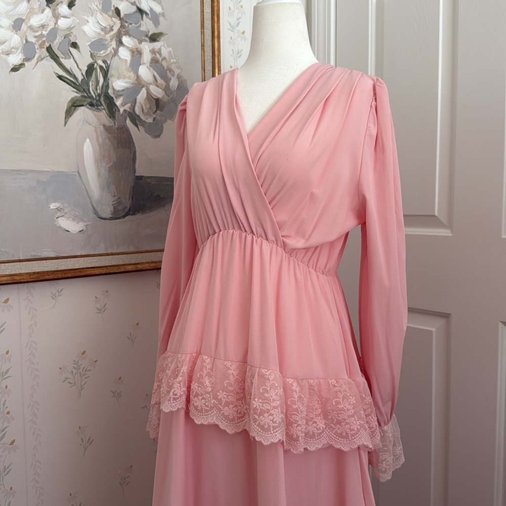 Chicwish Laced Tiered Chiffon Midi Dress - Picture 2 of 5